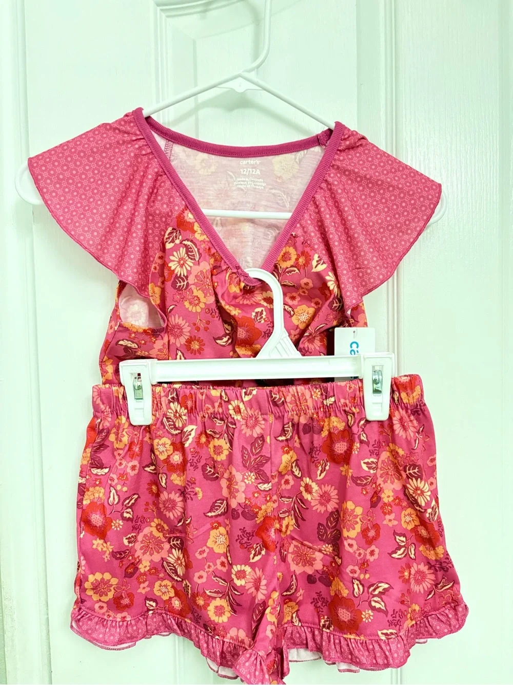 Carter's Hot Pink Floral Flutter Sleeve Pajama Set